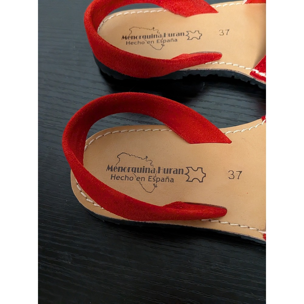 Menorquina Furan Red Suede Avarca Sandals Spain Slingback Peep Toe Flats US 6.5 - Picture 6 of 9